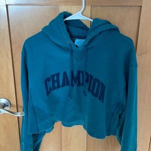Small turquoise blue champion cropped sweatshirt